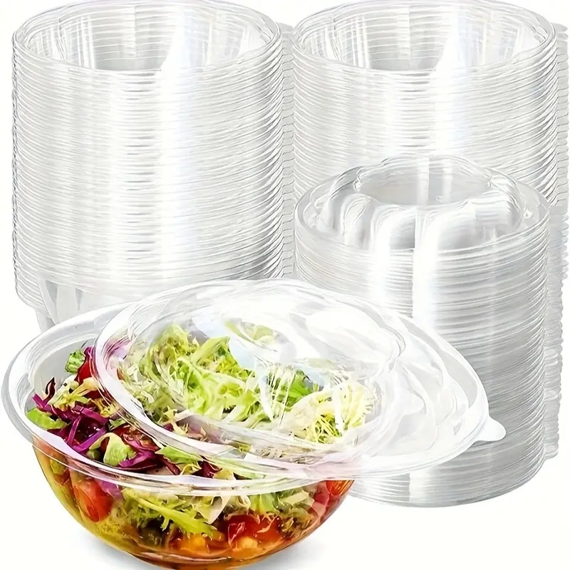 Meal Prep Quinoa Bowls - 50개입 32온스 투명 플라스틱 샐러드 볼(뚜껑
