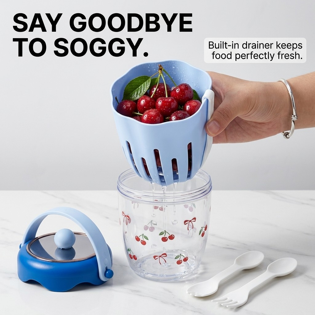 휴대용 플라스틱 샐러드 오트밀 용기(뚜껑, 포크, 손잡 - Meal Prep Yogurt 리뷰 및 가격